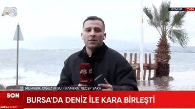 Bursa'da Gemlik’e bağlı Kurşunlu Mahallesi’nde fırtına ve sağanak nedeniyle deniz