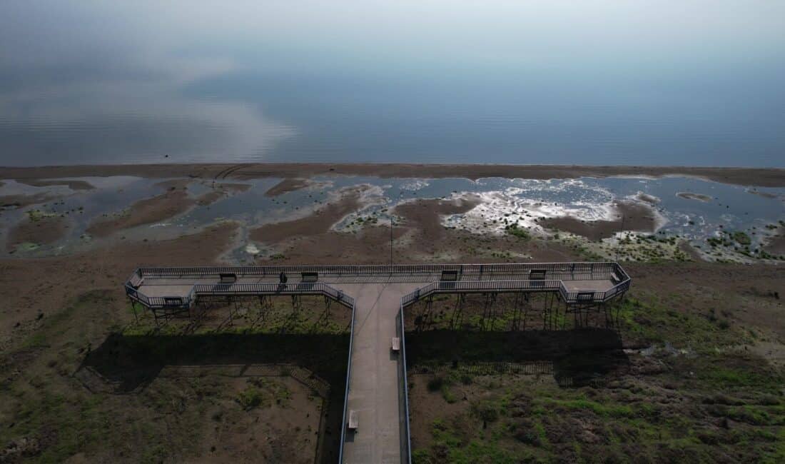 Bursa'nın Orhangazi ilçesi sahilinde bulunan İznik Gölü'nde su yaklaşık 300